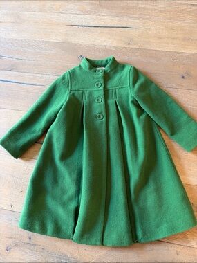 Classic Green Girls' Wool-Blend Coat